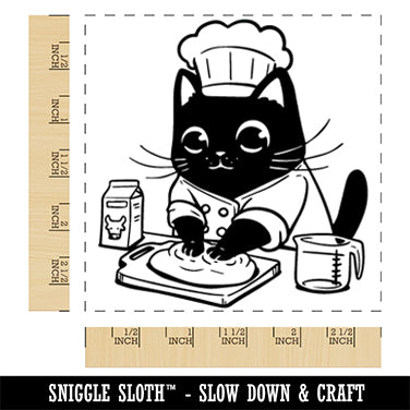 Baker Cat Kneading Dough Biscuits Square Rubber Stamp for Stamping Crafting