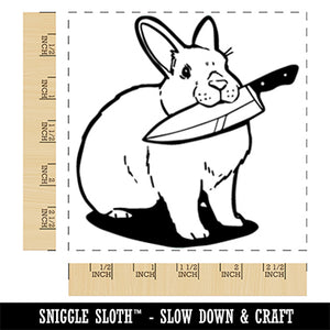 Bunny Rabbit with Knife Square Rubber Stamp for Stamping Crafting