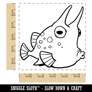 Cartoon Longhorn Cowfish Square Rubber Stamp for Stamping Crafting