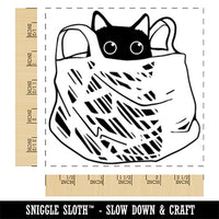 Cat Sitting In Plastic Bag Square Rubber Stamp for Stamping Crafting