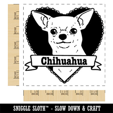 Chihuahua Dog Heart Square Rubber Stamp for Stamping Crafting