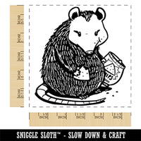 Chubby Opossum Eating Chips Square Rubber Stamp for Stamping Crafting