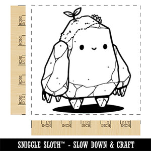 Cute Stone Golem Rocks Square Rubber Stamp for Stamping Crafting