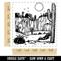 Desert Mesa Scene Cactus Cliffs Square Rubber Stamp for Stamping Crafting