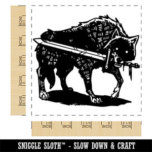 Dire Wolf with Sword Scary Square Rubber Stamp for Stamping Crafting