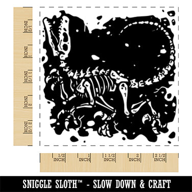 Excavated Raptor Skeleton Dinosaur Fossil Square Rubber Stamp for Stamping Crafting