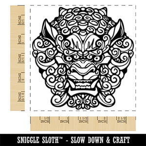 Foo Dog Guardian Lion Head Square Rubber Stamp for Stamping Crafting