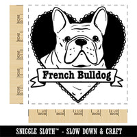 French Bulldog Dog Heart Square Rubber Stamp for Stamping Crafting