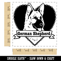 German Shepherd Dog Heart Square Rubber Stamp for Stamping Crafting