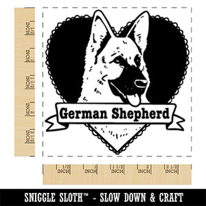 German Shepherd Dog Heart Square Rubber Stamp for Stamping Crafting