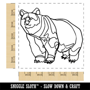 Grizzly Bear Artsy Contour Line Square Rubber Stamp for Stamping Crafting