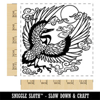 Japanese Chinese Crane and Sun Square Rubber Stamp for Stamping Crafting