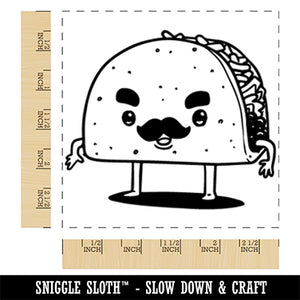 Kawaii Cute Mustache Taco Square Rubber Stamp for Stamping Crafting