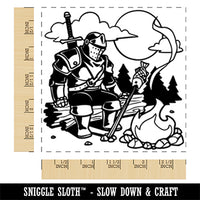 Knight Warrior Long Rest Camp Square Rubber Stamp for Stamping Crafting