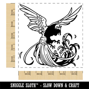 Magnificent Phoenix Fire Plume Feathers Square Rubber Stamp for Stamping Crafting