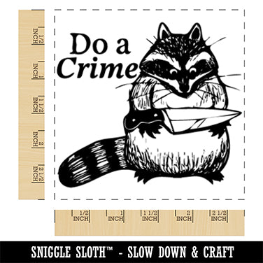 Mischievous Crime Raccoon with Knife Square Rubber Stamp for Stamping Crafting