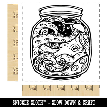 Octopus In Jar Square Rubber Stamp for Stamping Crafting