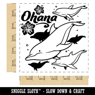 Ohana Bottlenose Dolphin Pod Family Square Rubber Stamp for Stamping Crafting