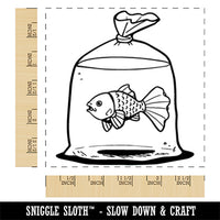 Pet Store Goldfish in a Bag Square Rubber Stamp for Stamping Crafting