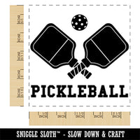 Pickleball with Ball and Paddles Sport Square Rubber Stamp for Stamping Crafting