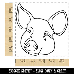 Pig Head Artsy Contour Line Square Rubber Stamp for Stamping Crafting