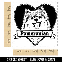 Pomeranian Dog Heart Square Rubber Stamp for Stamping Crafting