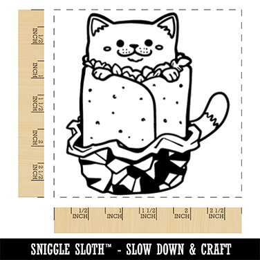 Purrito Cat Burrito Mexican Food Square Rubber Stamp for Stamping Crafting