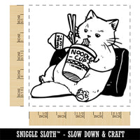 Ramen Cat Eating Cup Noodles Square Rubber Stamp for Stamping Crafting