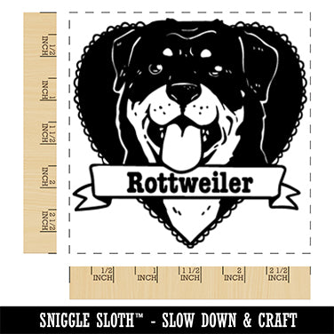 Rottweiler Dog Heart Square Rubber Stamp for Stamping Crafting