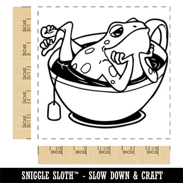 Seductive Frog in Tea Cup Square Rubber Stamp for Stamping Crafting