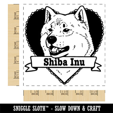 Shiba Inu Dog Heart Square Rubber Stamp for Stamping Crafting