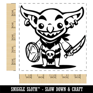 Smiling Dungeon Goblin Square Rubber Stamp for Stamping Crafting