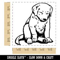 Tired Puppy Dog Sitting Sleeping Square Rubber Stamp for Stamping Crafting