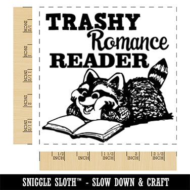 Trashy Romance Reader Raccoon with Book Square Rubber Stamp for Stamping Crafting
