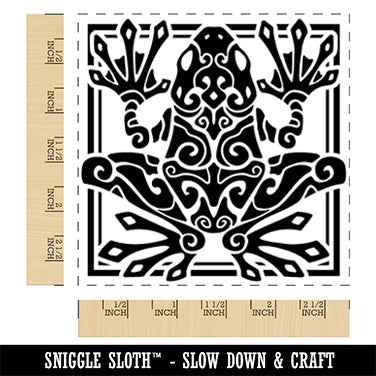 Tribal Swirl Frog Square Rubber Stamp for Stamping Crafting