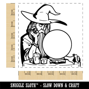 Wizard Mage Pondering Orb Crystal Ball Square Rubber Stamp for Stamping Crafting