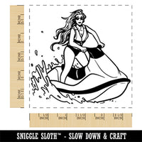 Woman on Jet Ski Watersport Square Rubber Stamp for Stamping Crafting