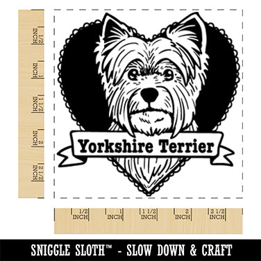 Yorkshire Terrier Dog Heart Square Rubber Stamp for Stamping Crafting