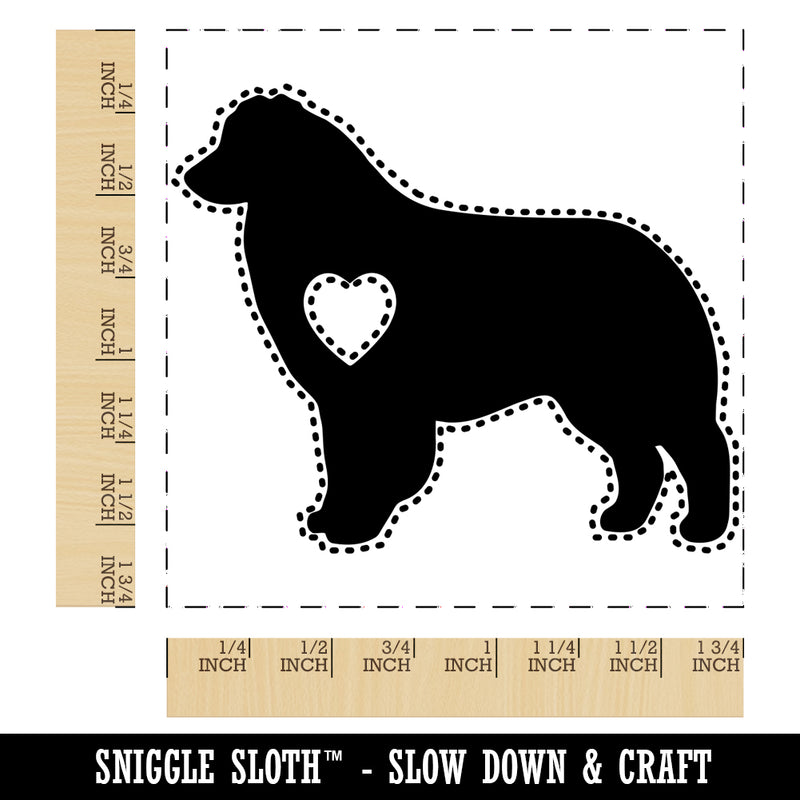 Australian Shepherd Dog Aussie with Heart Square Rubber Stamp for Stamping Crafting