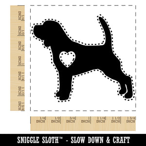 Beagle Dog with Heart Square Rubber Stamp for Stamping Crafting