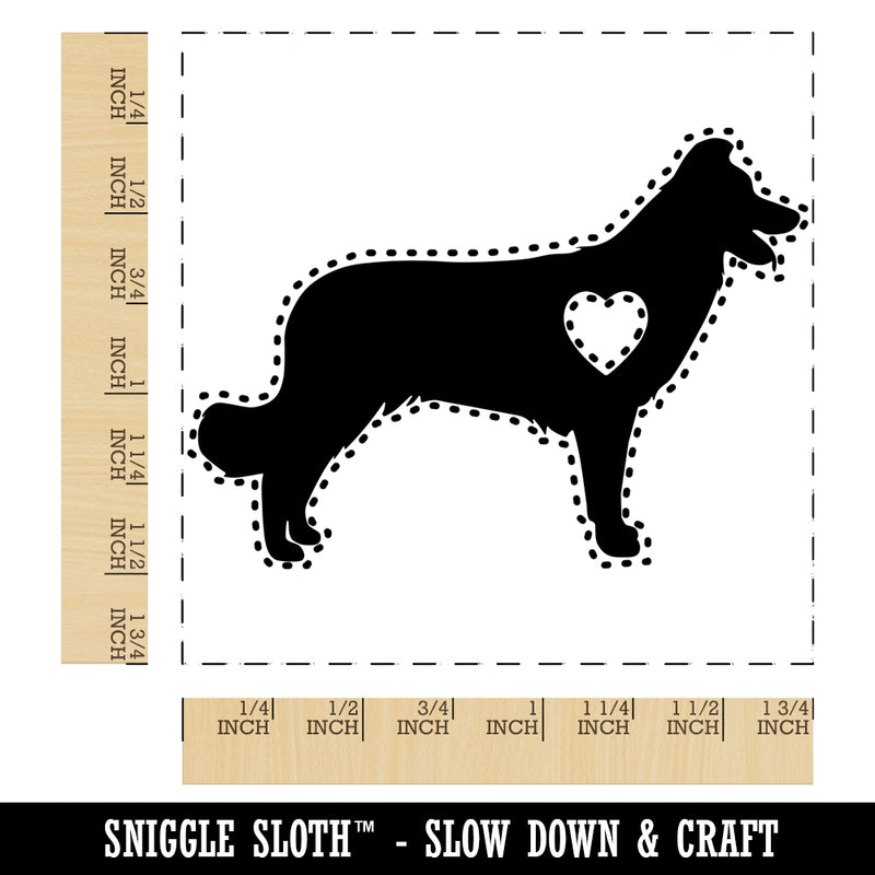 Border Collie Dog with Heart Square Rubber Stamp for Stamping Crafting
