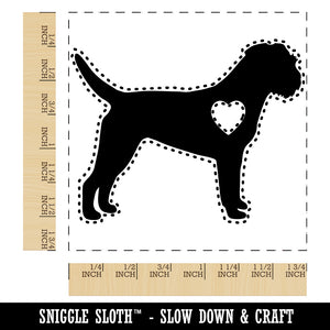 Border Terrier Dog with Heart Square Rubber Stamp for Stamping Crafting