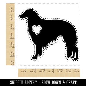 Borzoi Russian Wolfhound Dog with Heart Square Rubber Stamp for Stamping Crafting