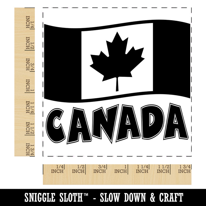 Canada with Waving Flag Cute Square Rubber Stamp for Stamping Crafting