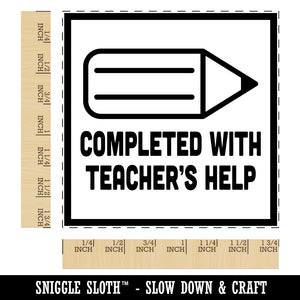 Completed with Teacher's Help Pencil Motivation Square Rubber Stamp for Stamping Crafting