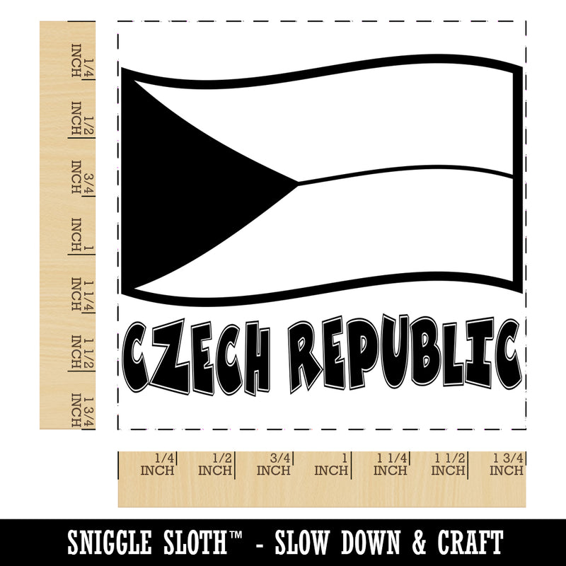 Czech Republic with Waving Flag Cute Square Rubber Stamp for Stamping Crafting