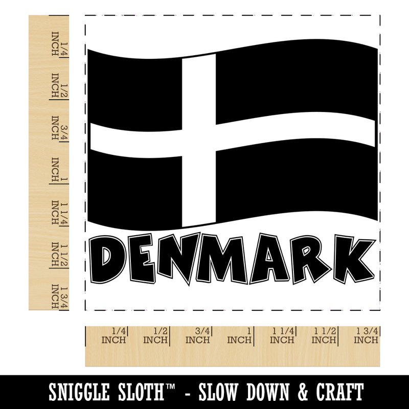 Denmark with Waving Flag Cute Square Rubber Stamp for Stamping Crafting