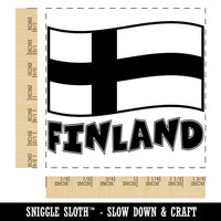 Finland with Waving Flag Cute Square Rubber Stamp for Stamping Crafting