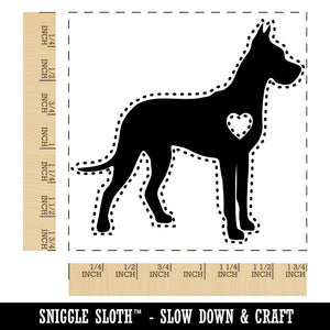 Great Dane Dog with Heart Square Rubber Stamp for Stamping Crafting