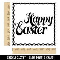 Happy Easter Elegant Text Square Rubber Stamp for Stamping Crafting
